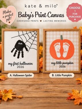 kate & milo Little Pumpkin Baby Prints Canvas - Orange